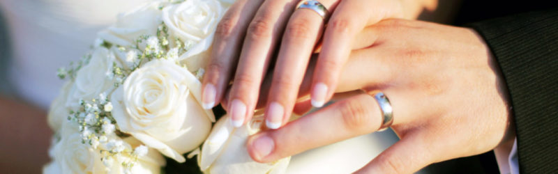 Wedding rings and hands